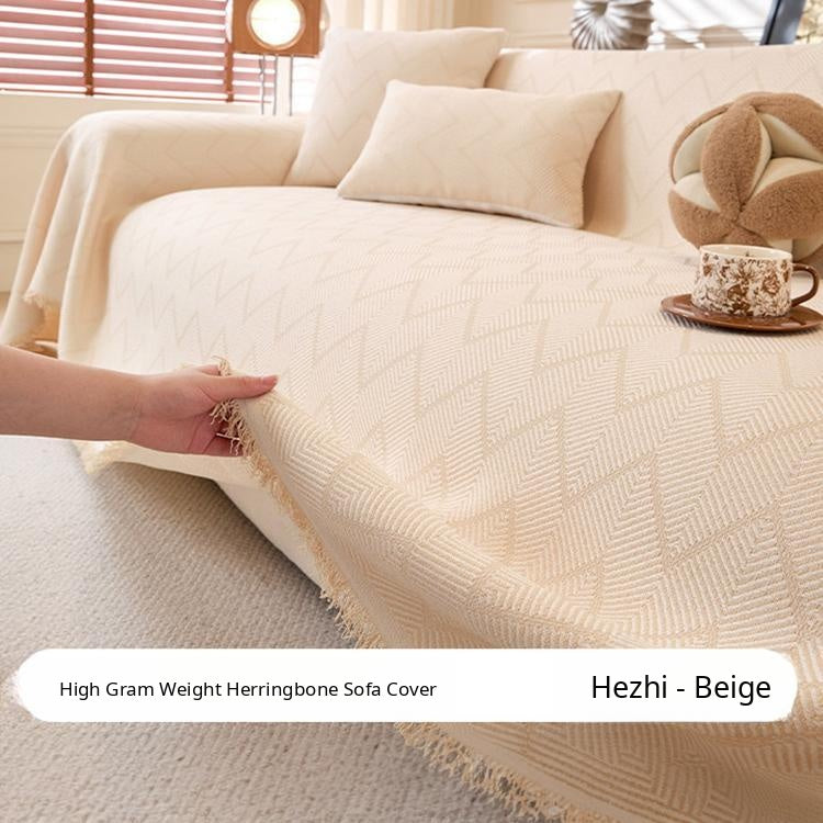 Beige Faux Linen couch cover variant