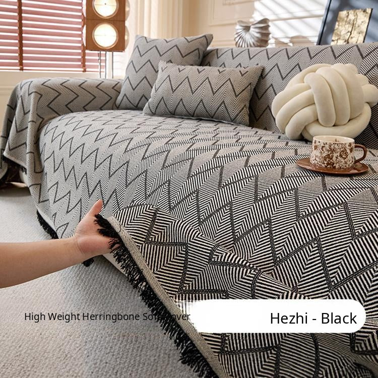 Black Faux Linen couch cover variant