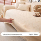 Beige Faux Linen couch cover variant