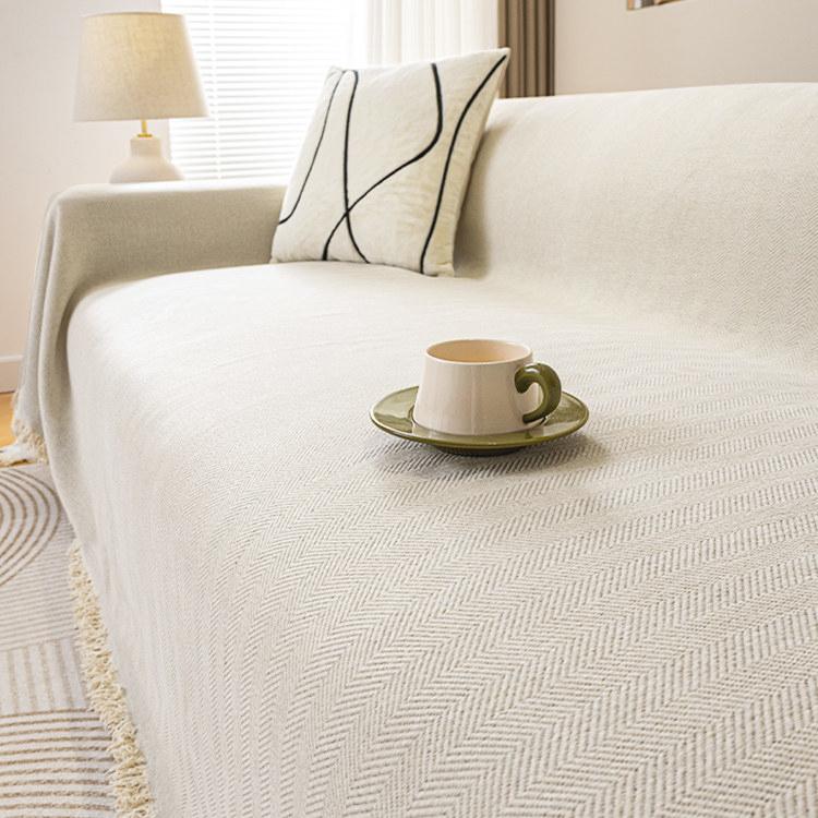 Beige Chenille couch cover variant