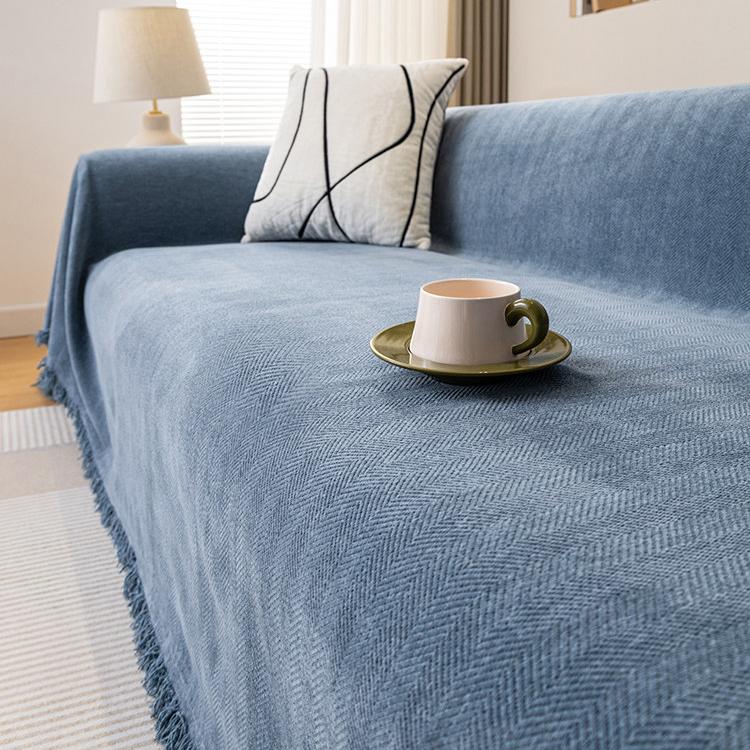 Blue Chenille couch cover variant