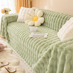 Green Faux Rabbit Fur couch cover variant
