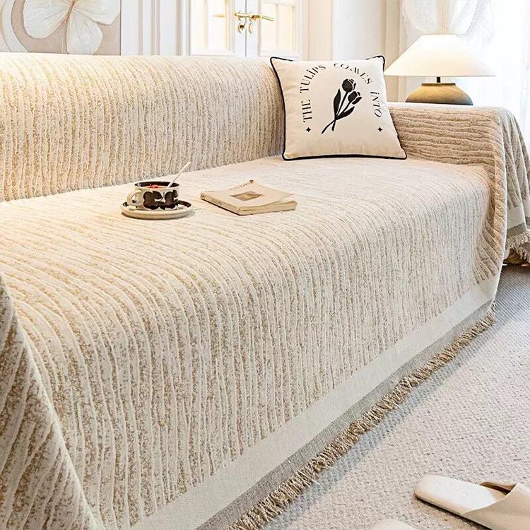 Champagne Chenille couch cover variant Main image