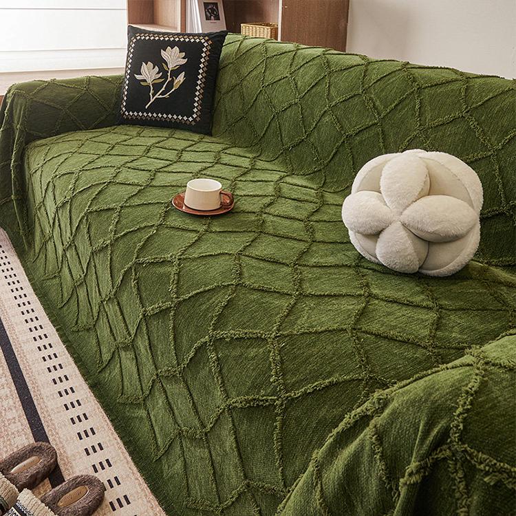 Green Chenille couch cover variant