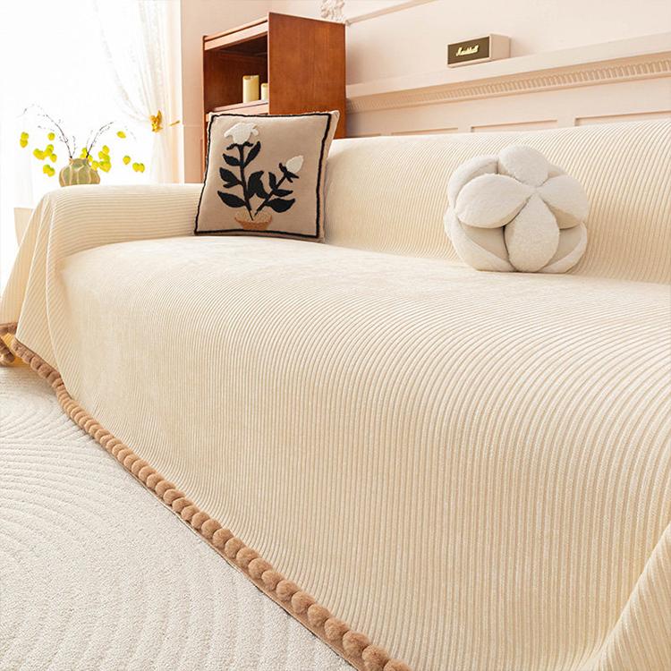 Beige Chenille couch cover variant