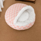 Plush Shell Cave Bed for Cats and Small Dogs - S / Pink