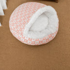 Plush Shell Cave Bed for Cats and Small Dogs - L / Pink