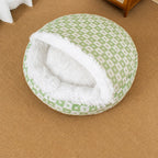 Plush Shell Cave Bed for Cats and Small Dogs - L / Green