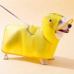 Hooded Dog Rain Poncho with Clear Brim and Belly Cover - M / Yellow