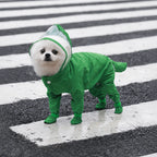 Four-Leg Dog Rain Suit with Clear Hood and Leash Access - XXL / Green