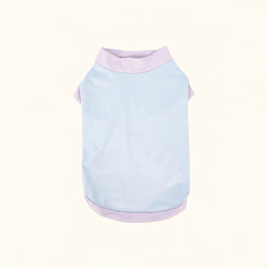Color-Block Stretch Dog Tank Top with Contrast Trim - S / Light blue