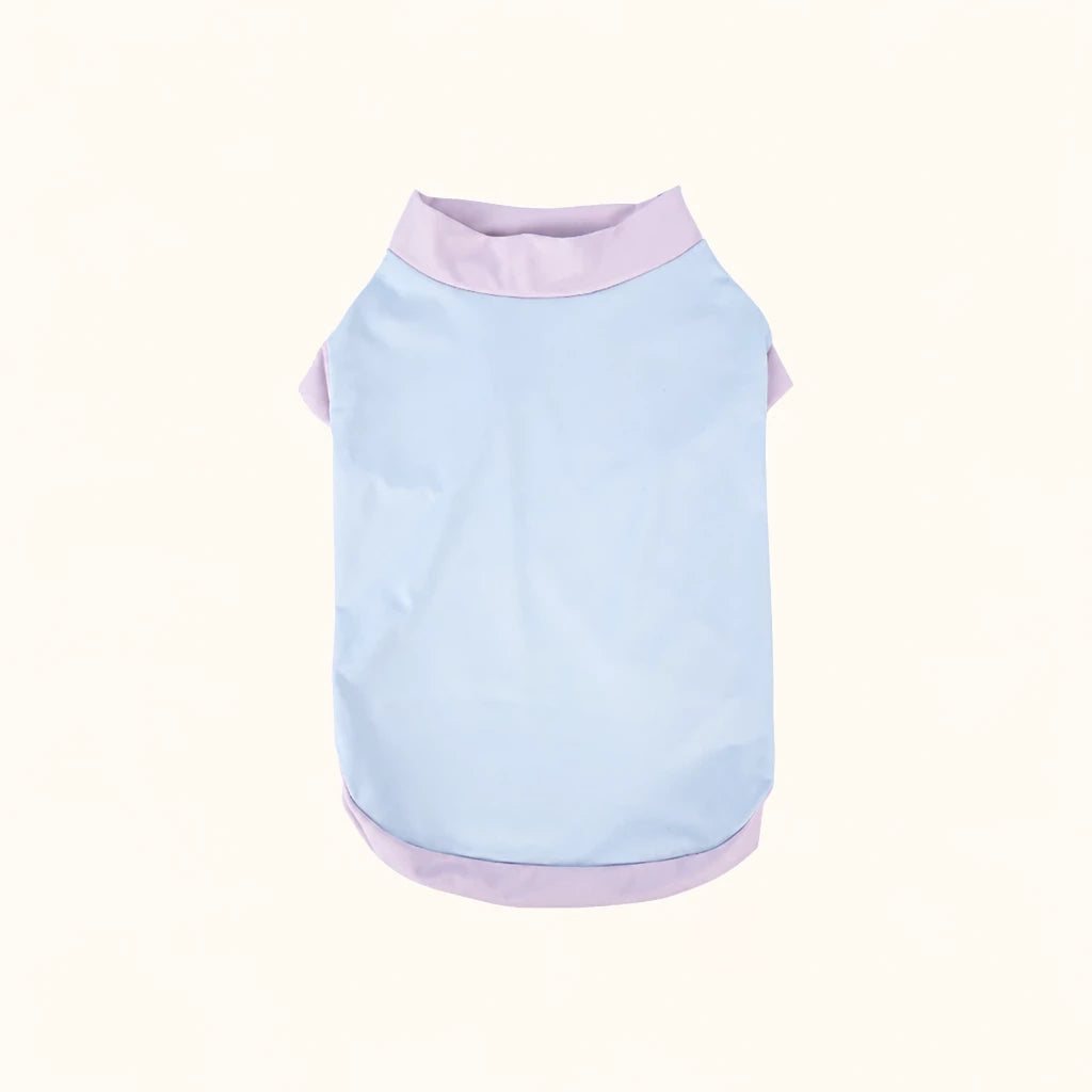 Color-Block Stretch Dog Tank Top with Contrast Trim - M / Light blue