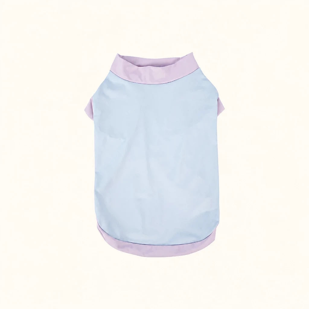 Color-Block Stretch Dog Tank Top with Contrast Trim - L / Light blue