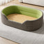 Gray corduroy pet bed with woven summer surface, S option