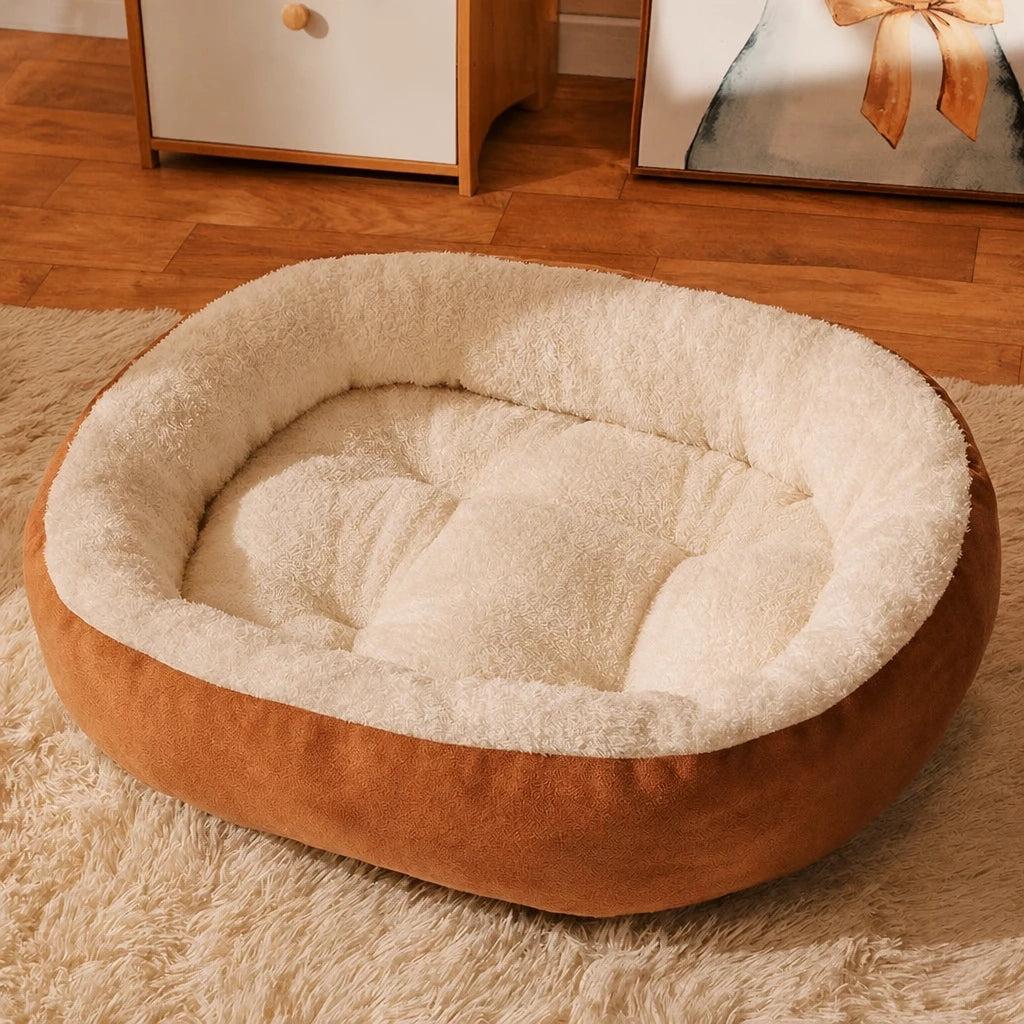 Orange-and-cream oval bed option