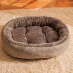 Brown fleece-lined oval bed option