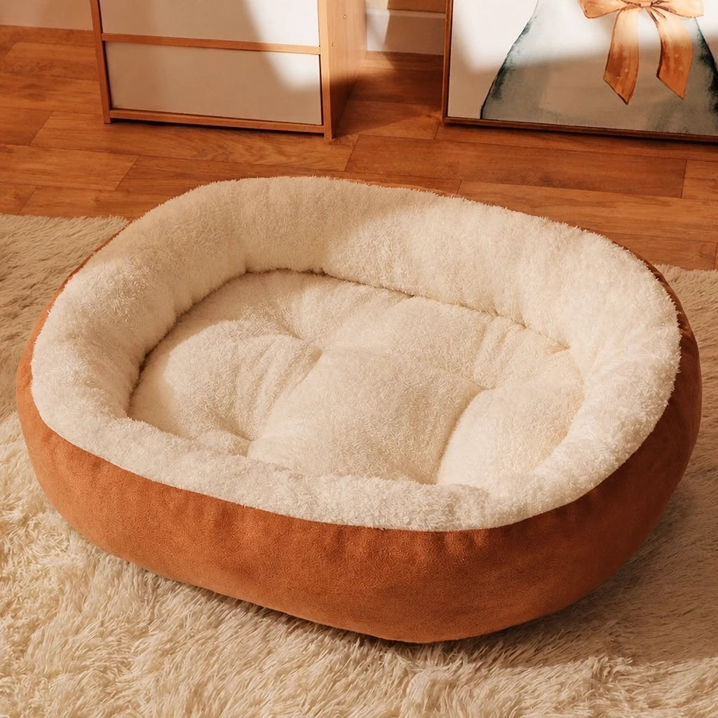 Orange-and-cream oval bed option