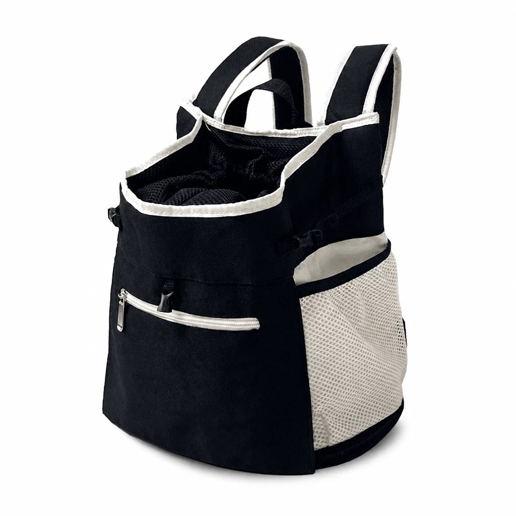 Mesh Front and Back Pet Carrier with Supportive Base - S / Black