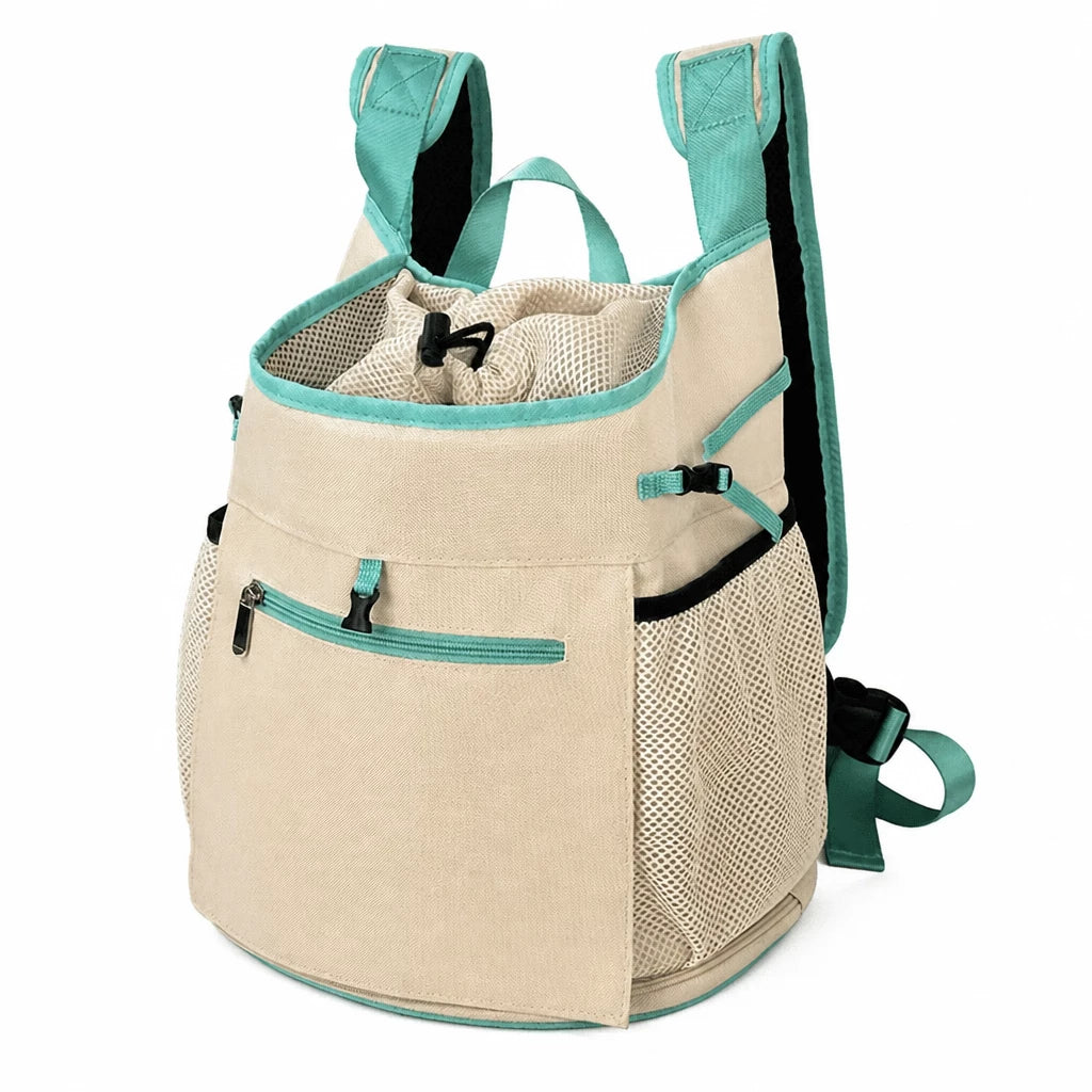 Mesh Front and Back Pet Carrier with Supportive Base - M / Light blue
