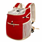 Mesh Front and Back Pet Carrier with Supportive Base - M / Red
