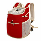 Mesh Front and Back Pet Carrier with Supportive Base - L / Red