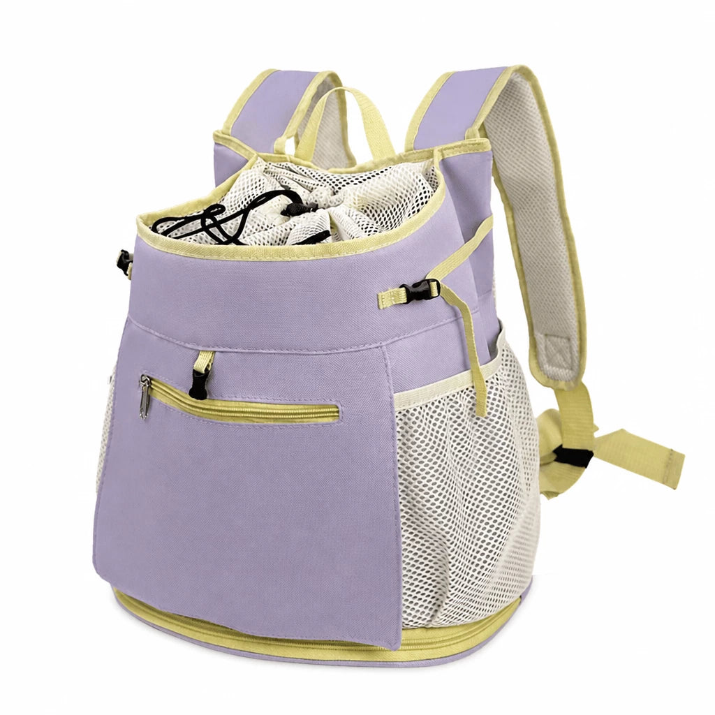 Mesh Front and Back Pet Carrier with Supportive Base - S / Purple