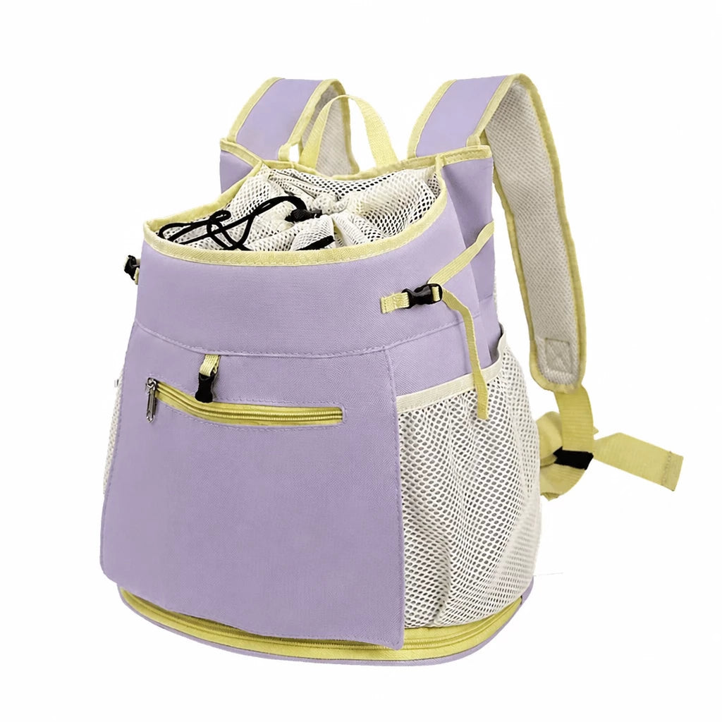 Mesh Front and Back Pet Carrier with Supportive Base - M / Purple