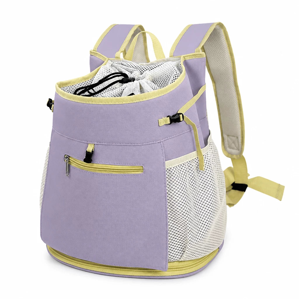 Mesh Front and Back Pet Carrier with Supportive Base - L / Purple