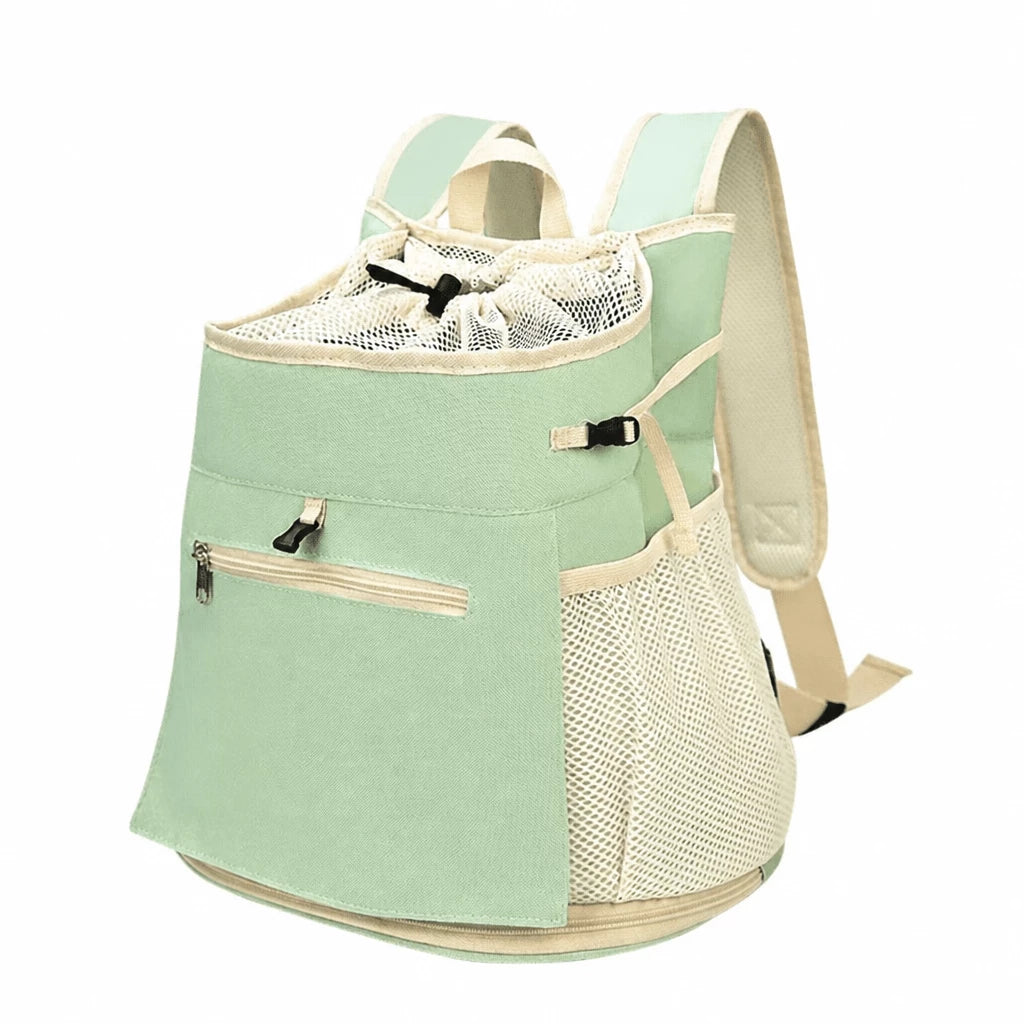 Mesh Front and Back Pet Carrier with Supportive Base - M / Green