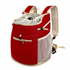 Mesh Front and Back Pet Carrier with Supportive Base - S / Red