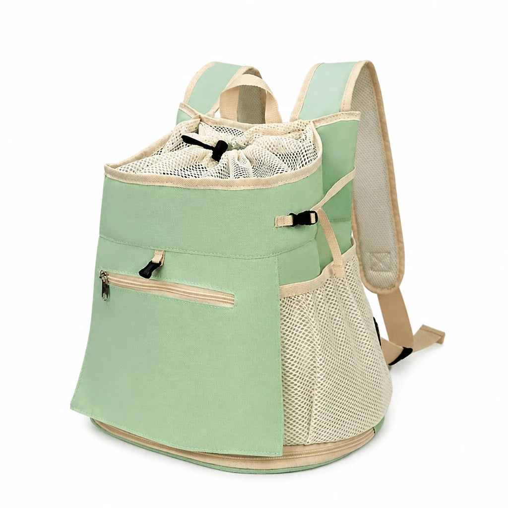 Mesh Front and Back Pet Carrier with Supportive Base - S / Green