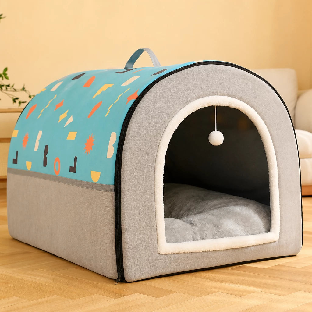 Enclosed Plush Pet House — style view
