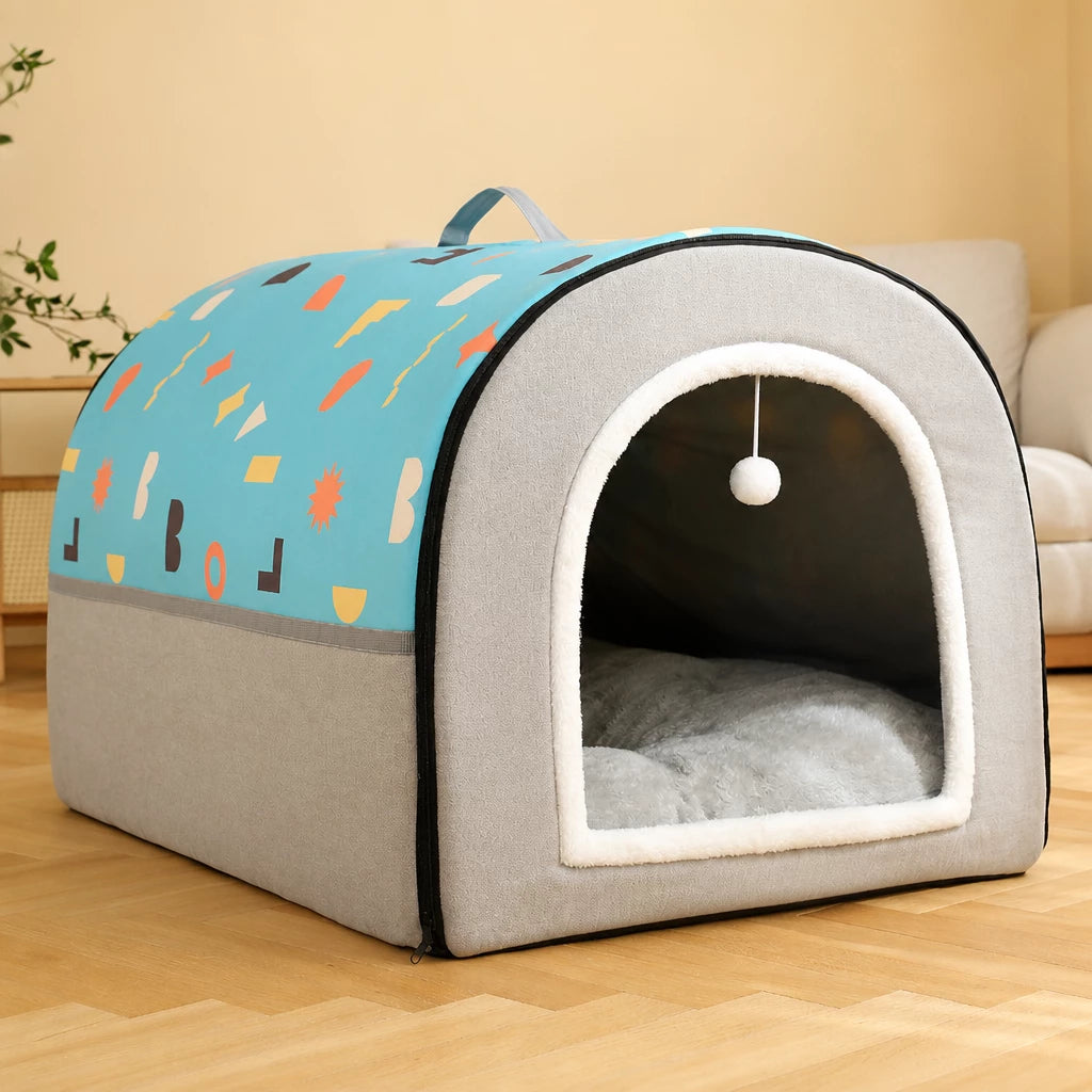 Enclosed Plush Pet House — style view