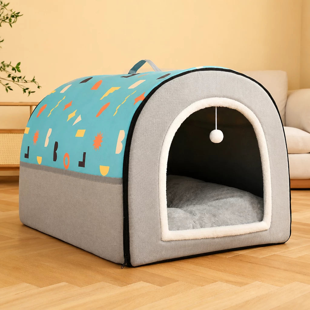 Enclosed Plush Pet House — style view