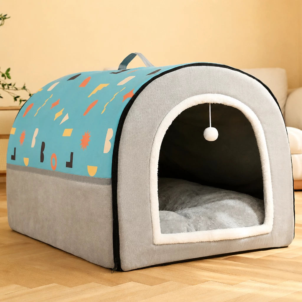 Enclosed Plush Pet House — style view