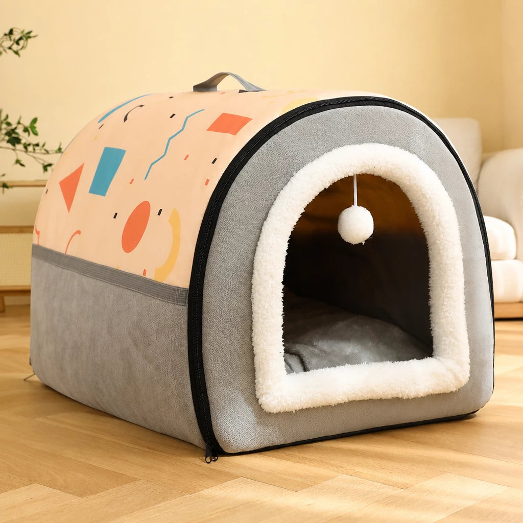 Enclosed Plush Pet House — style view