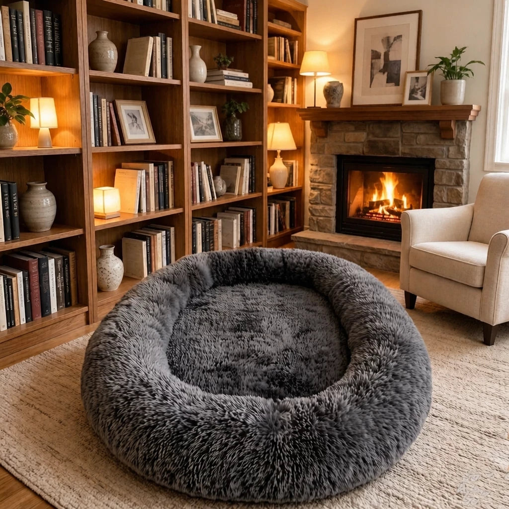 Giant Plush Bolster Dog Bed — style view