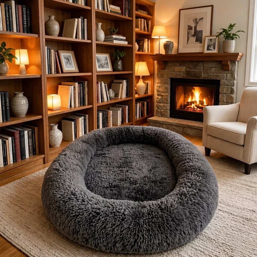 Giant Plush Bolster Dog Bed — style view