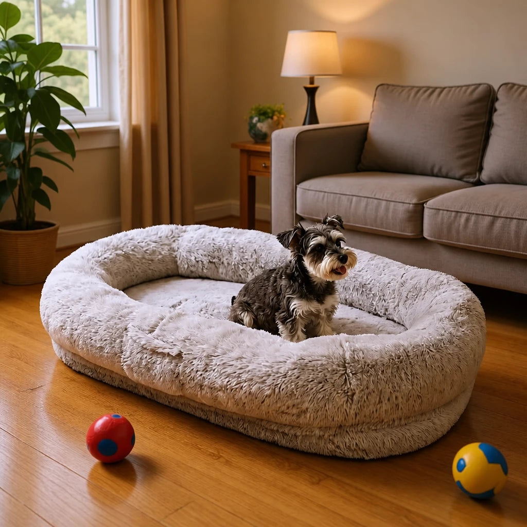 Giant Plush Bolster Dog Bed — style view