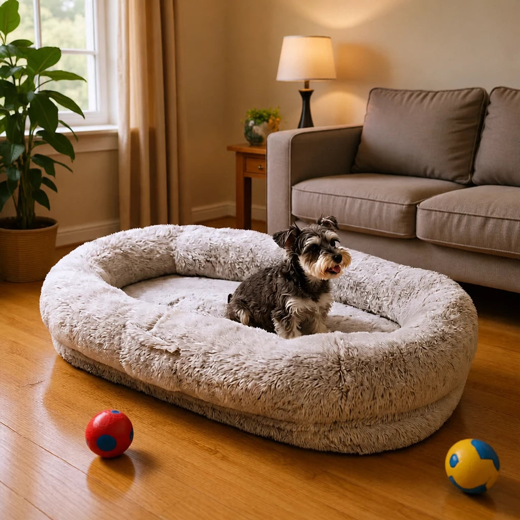 Giant Plush Bolster Dog Bed — style view