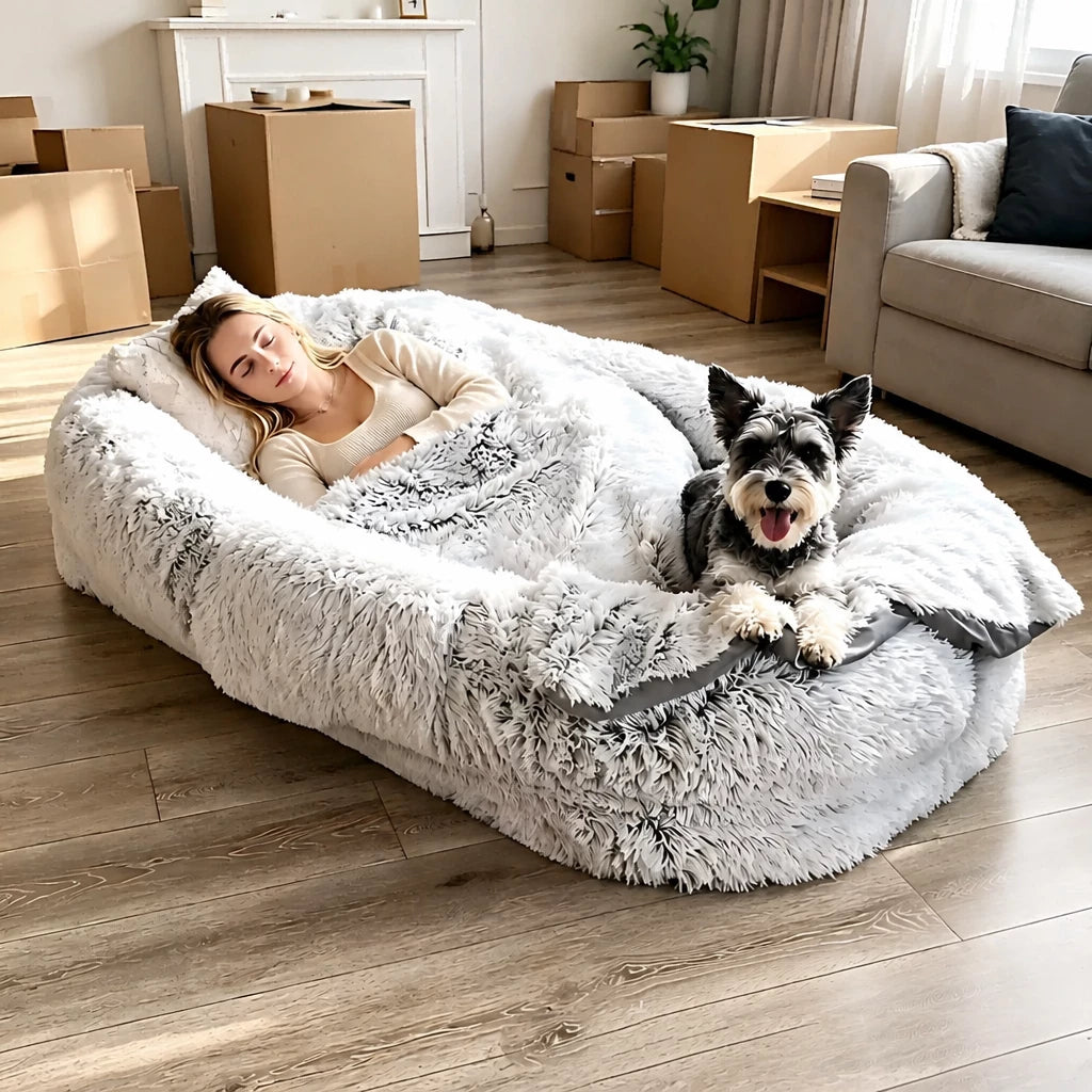 Giant Plush Bolster Dog Bed — style view