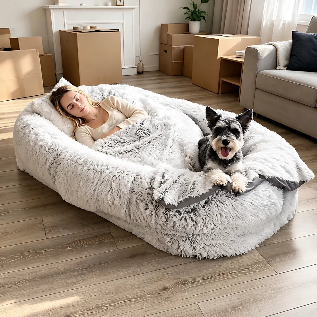 Giant Plush Bolster Dog Bed — style view