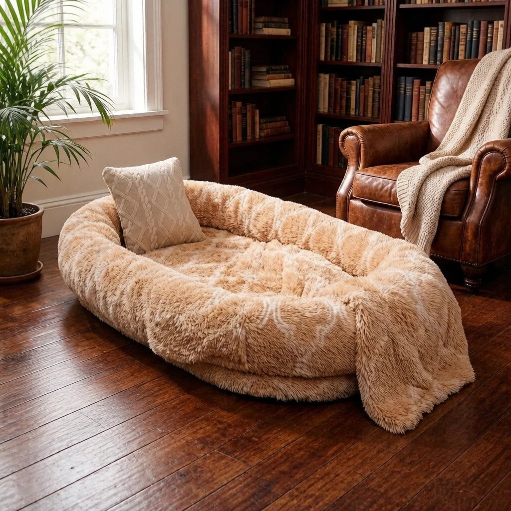Giant Plush Bolster Dog Bed — style view