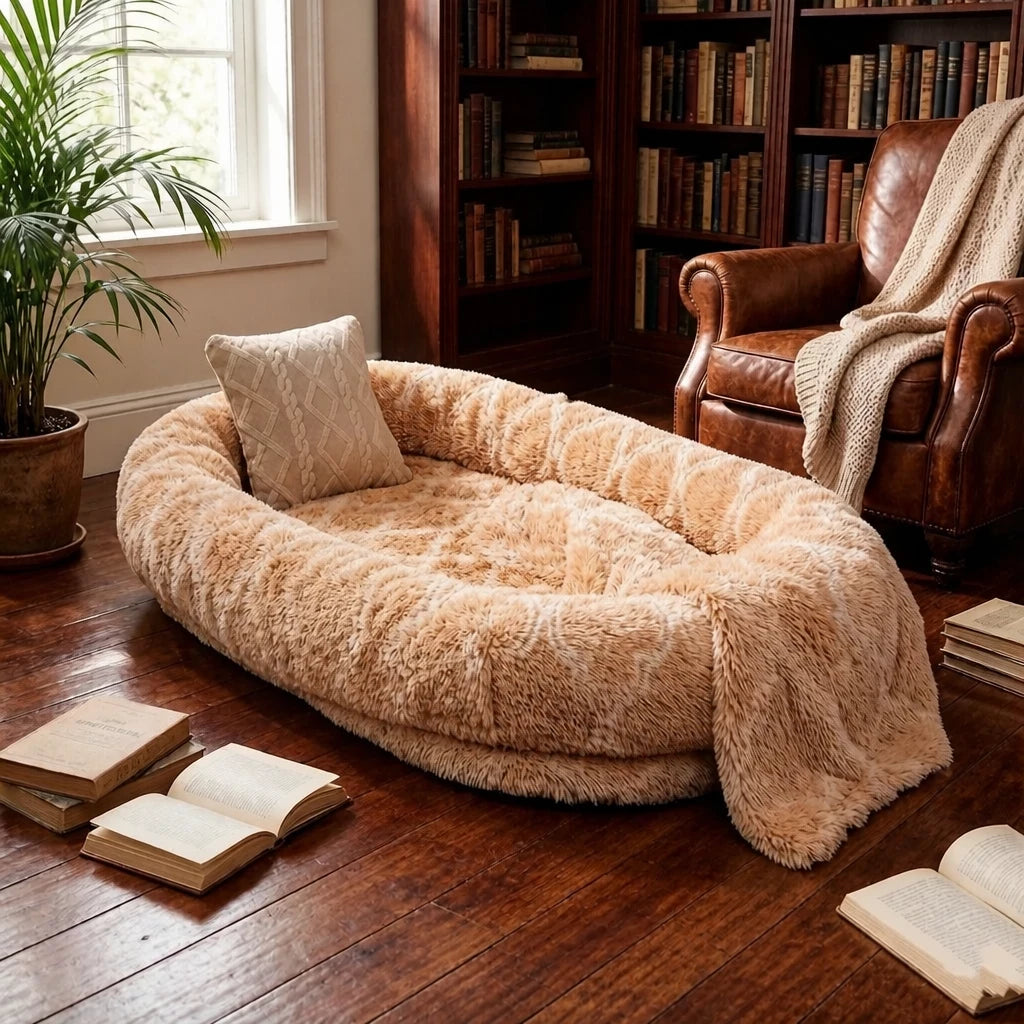 Giant Plush Bolster Dog Bed — style view