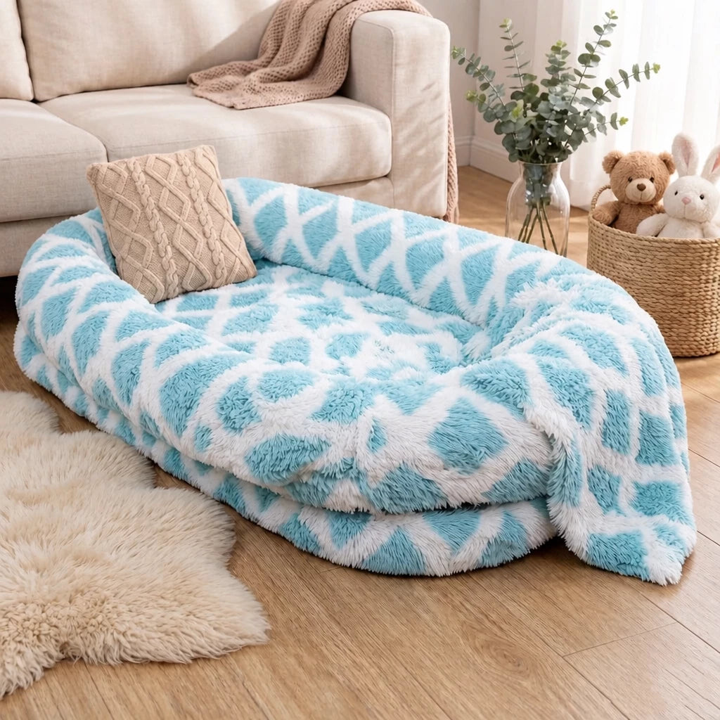 Giant Plush Bolster Dog Bed — style view