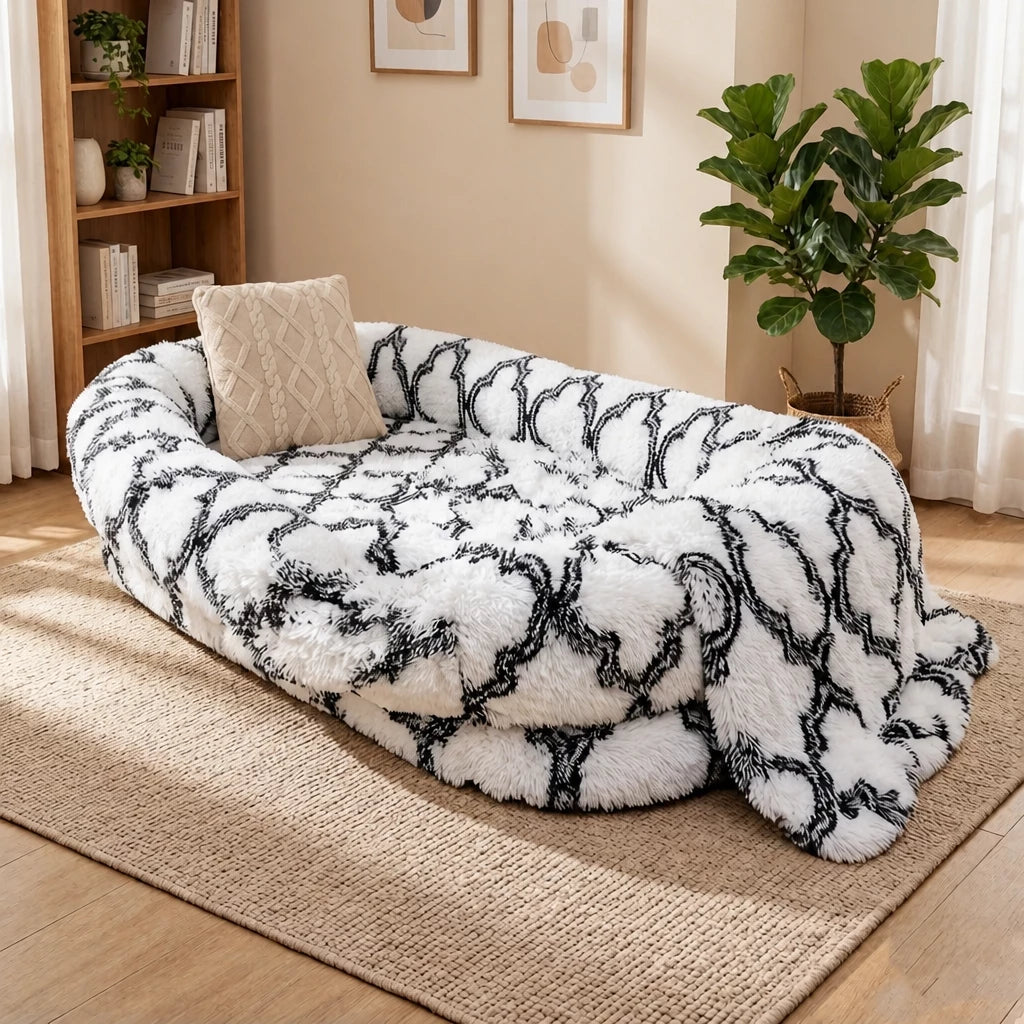 Giant Plush Bolster Dog Bed — style view