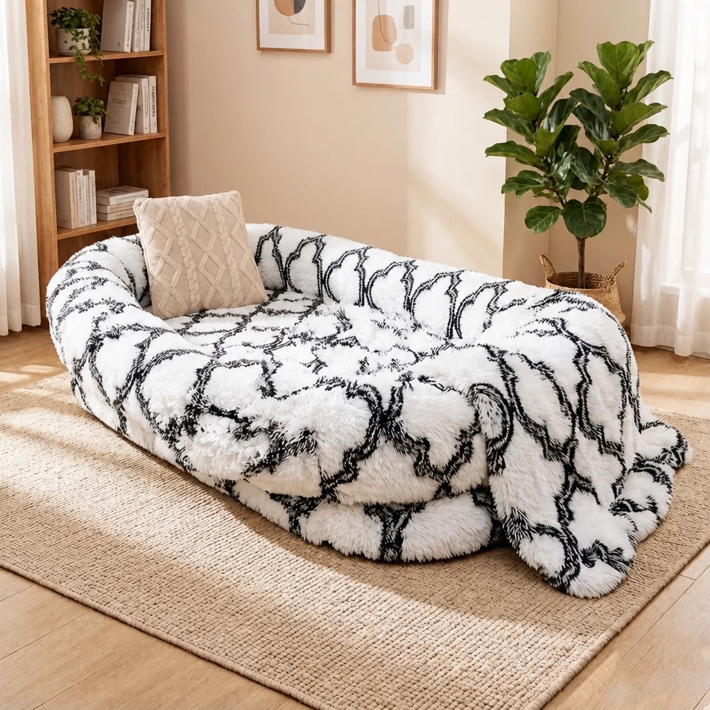 Giant Plush Bolster Dog Bed — style view