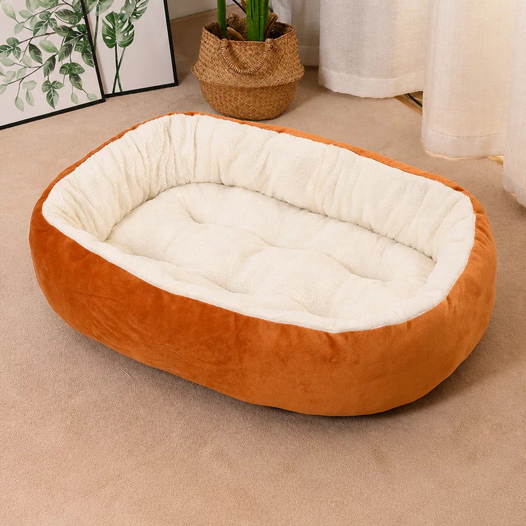 Oval Plush Bolster Pet Bed — style view