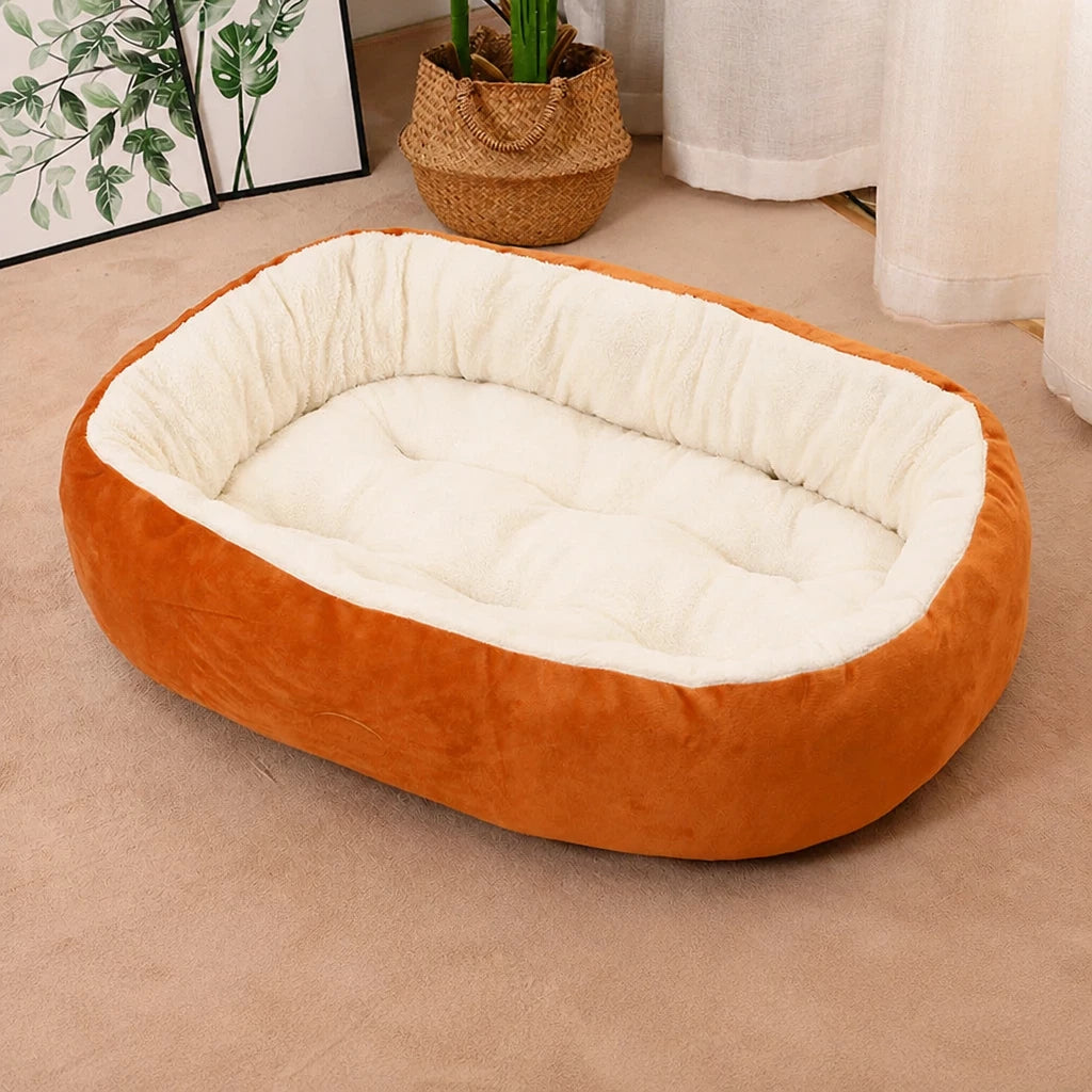 Oval Plush Bolster Pet Bed — style view