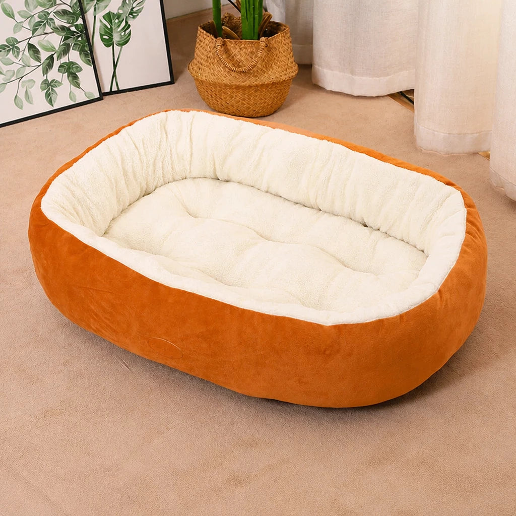 Oval Plush Bolster Pet Bed — style view